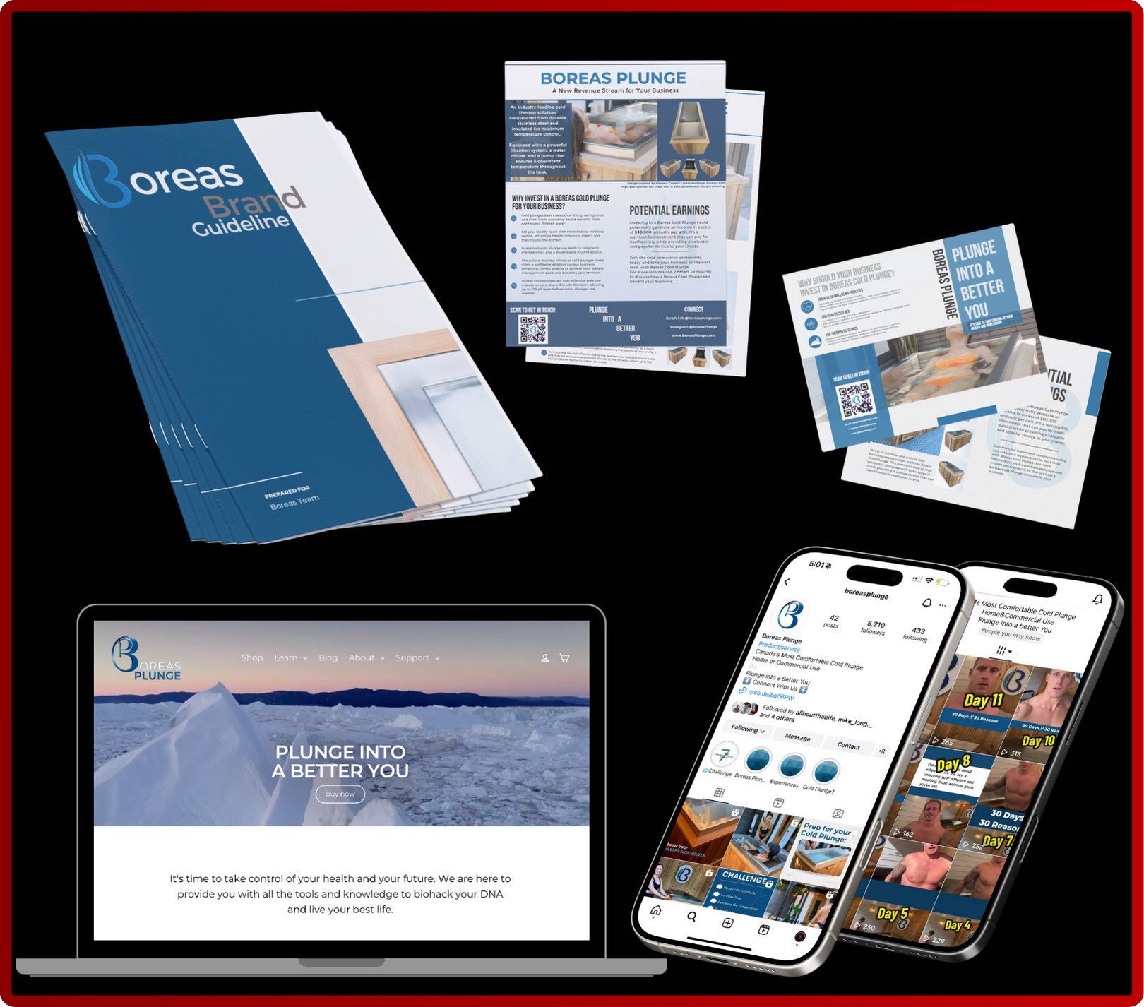 Improvements made to Boreas Plunge brand website and social media including instagram